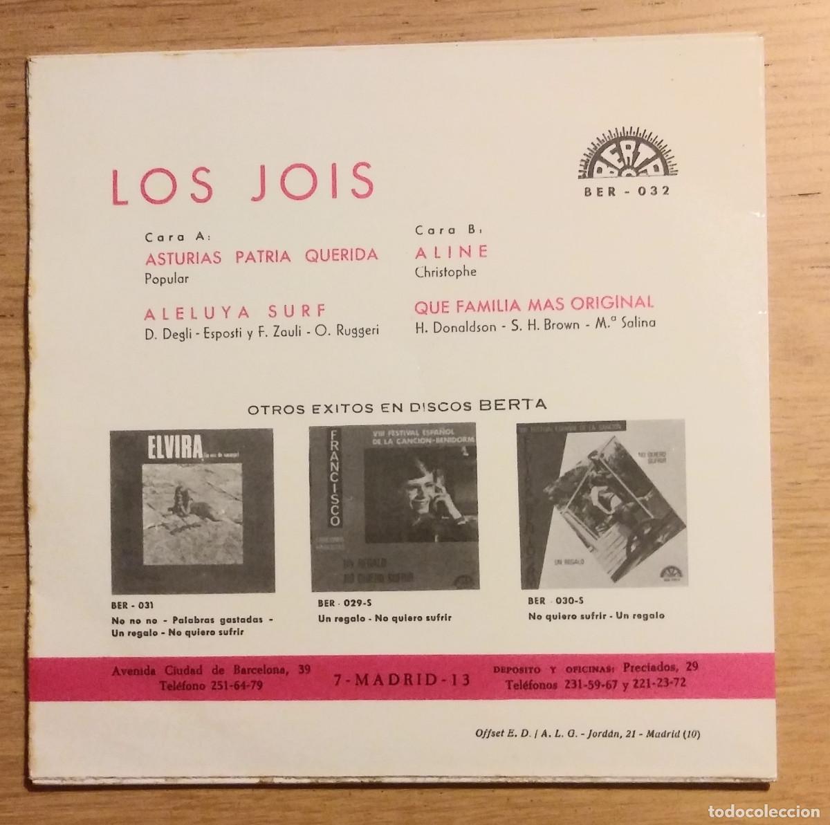 Discos de vinilo: LOS JOIS: &rdquo;ASTURIAS PATRIA QUERIDA + 3&rdquo; E.P. VINILO 1966 - Foto 2