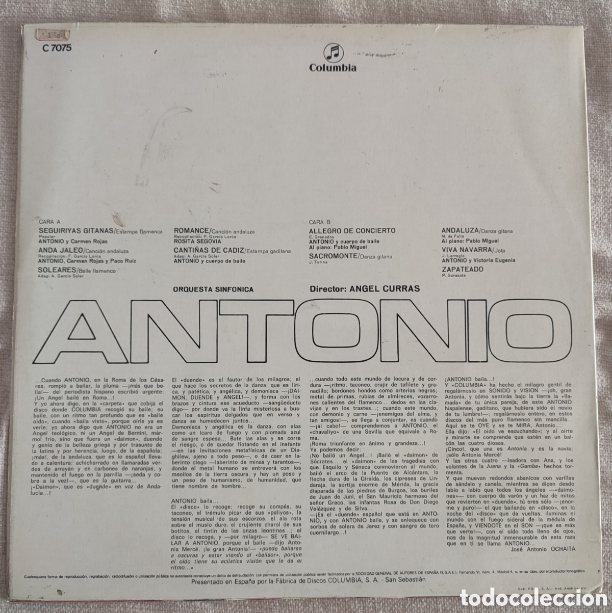 Discos de vinilo: Antonio Columbia C 7075 - Foto 2