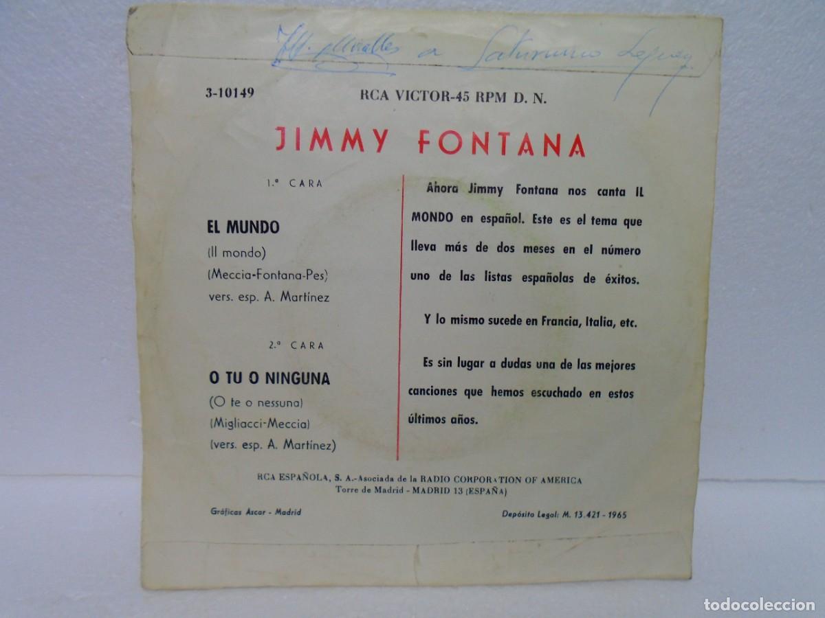 Discos de vinilo: JIMMY FONTANA. SINGLE 1965. - Foto 2