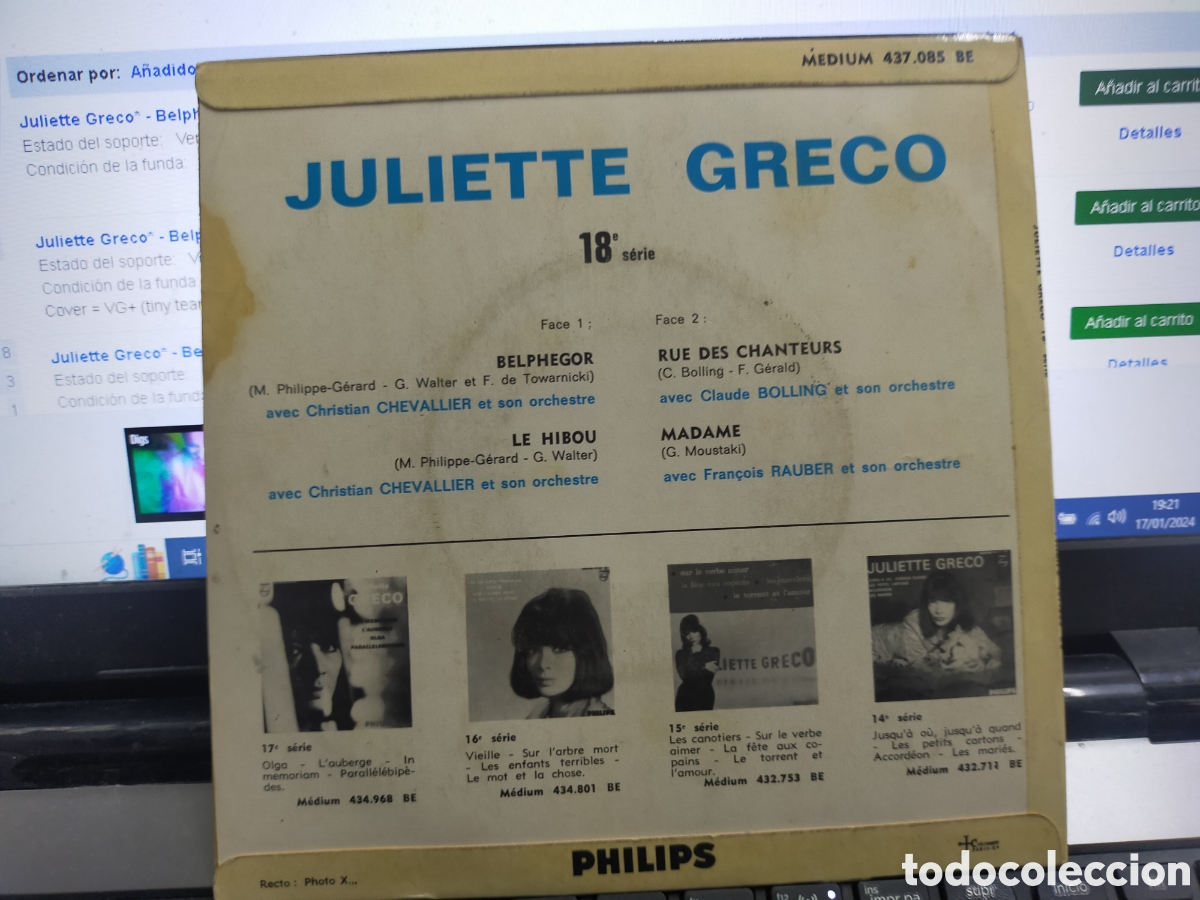 Discos de vinilo: Juliette greco ep belphegor + 3 Francia 1965 - Foto 2