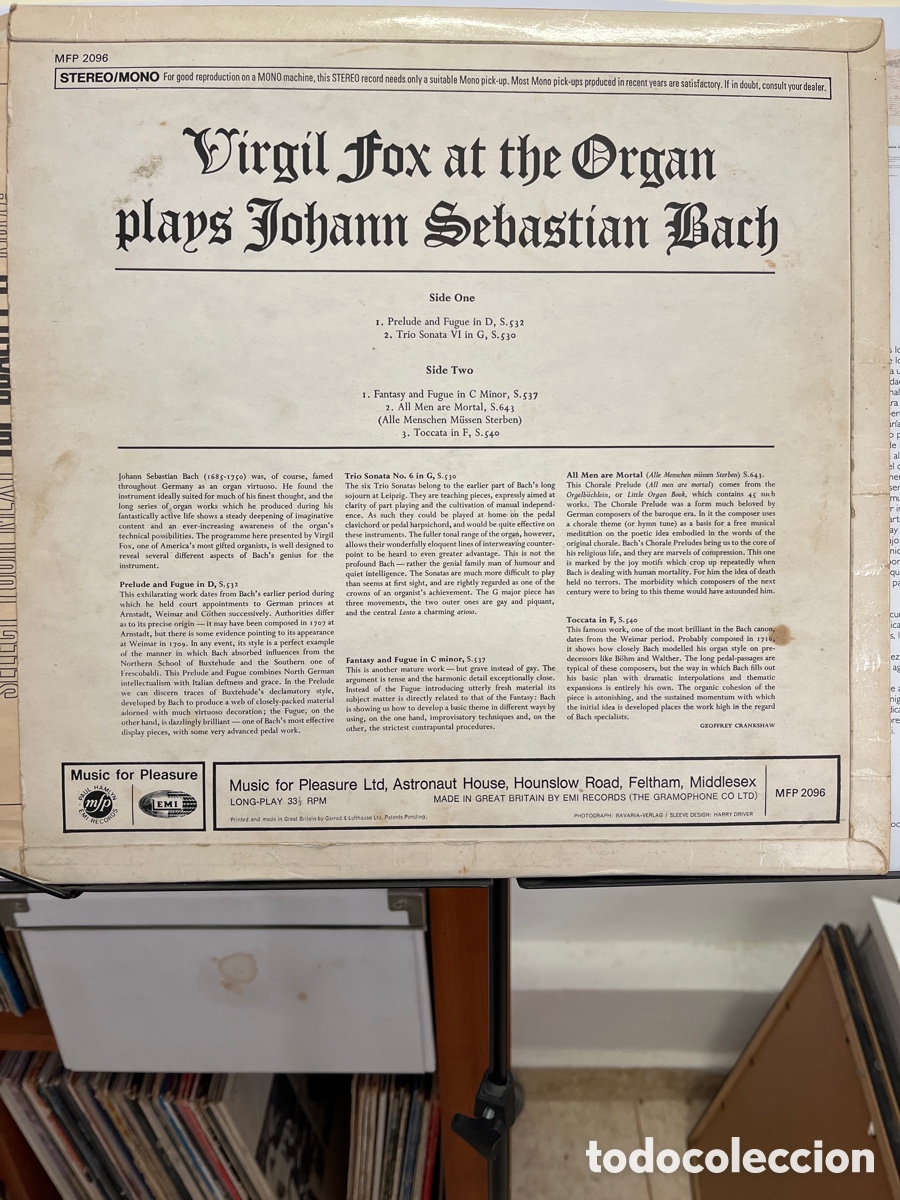 Discos de vinilo: Bach. Organ works. Virgil Fox. LP - Foto 2