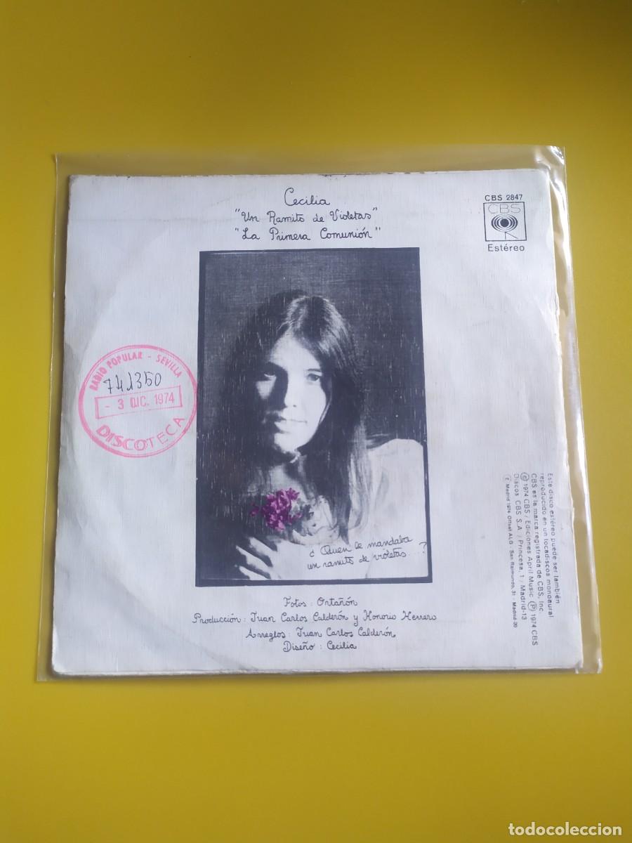 Discos de vinilo: Cecilia - Un ramito de violetas / La primera comuni&oacute;n 1974 - Foto 2