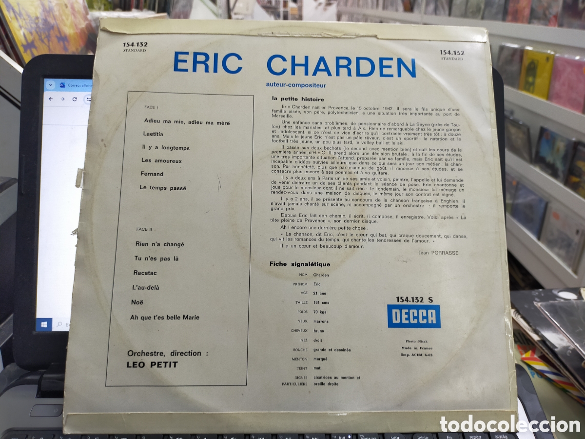 Discos de vinilo: Eric charden LP Francia 1965 - Foto 2
