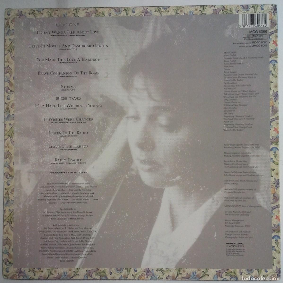 Discos de vinilo: Nanci Griffith Storms LP Alemania 1989 - Foto 2