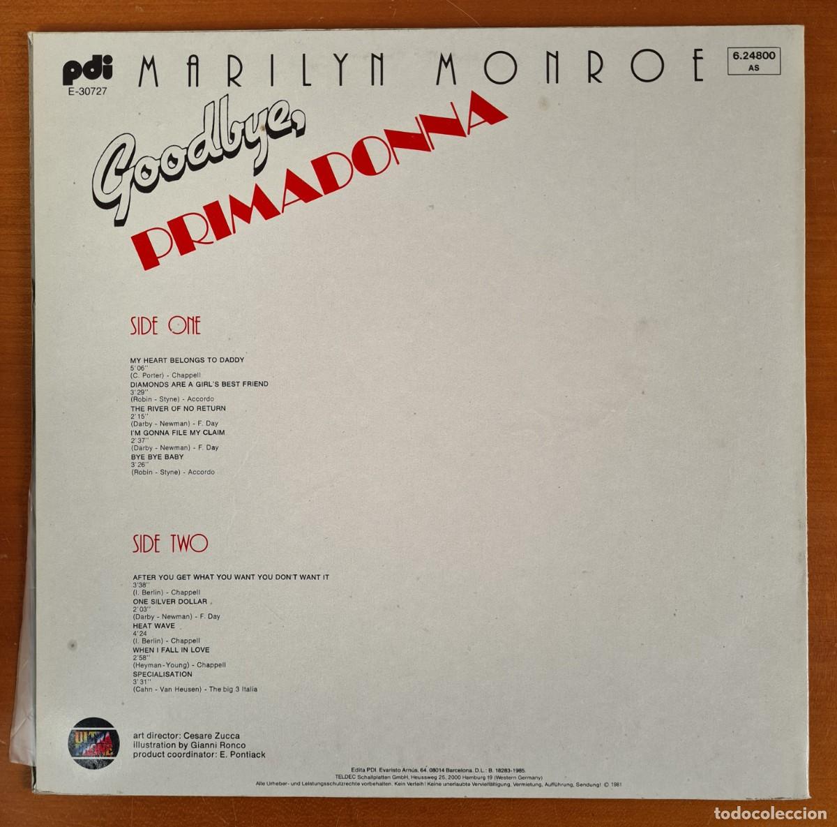 Discos de vinilo: Disco Vinilo Marilyn Monroe Goodbye Primadonna 1985 - Foto 14