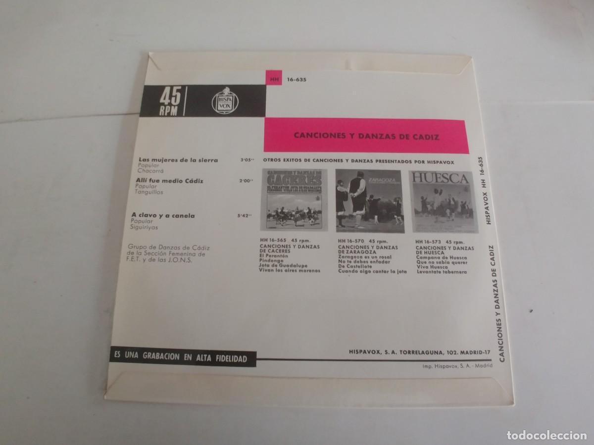 Discos de vinilo: CANCIONES Y DANZAS DE CADIZ-EP CHACARRA +2 - Foto 2