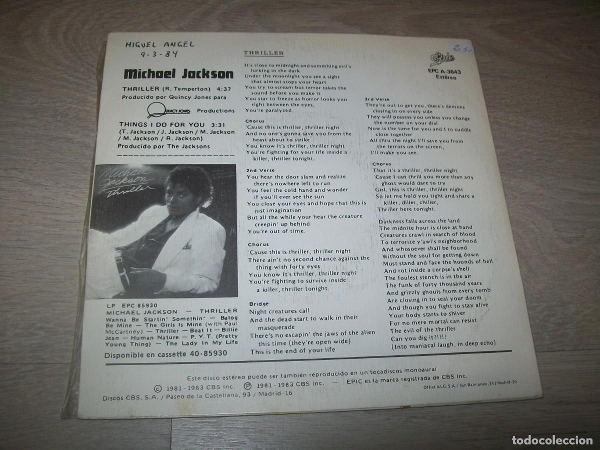 michael jackson ‎– thriller single spain 1983 ” - Compra venta en  todocoleccion