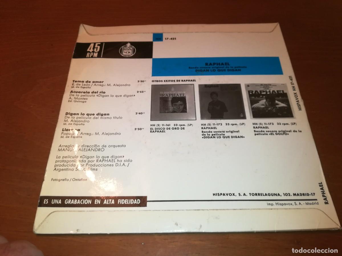 Discos de vinilo: DIGAN LO QUE DIGAN / RAPHAEL / R3 / HISPAVOX - Foto 3