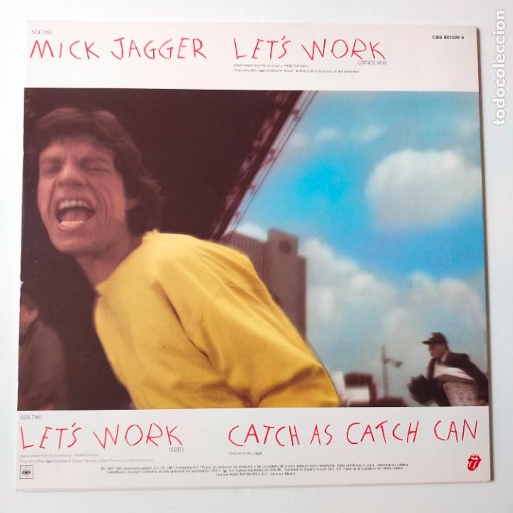 Discos de vinilo: MICK JAGGER- LET&acute;S WORK- SPAIN MAXI SINGLE 1987- THE ROLLING STONES- COMO NUEVO. - Foto 2
