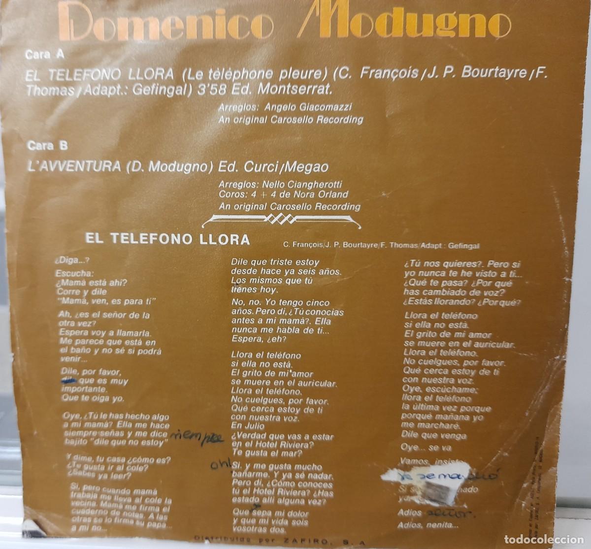 Discos de vinilo: Single Domenico Modugno (1975) - Foto 2
