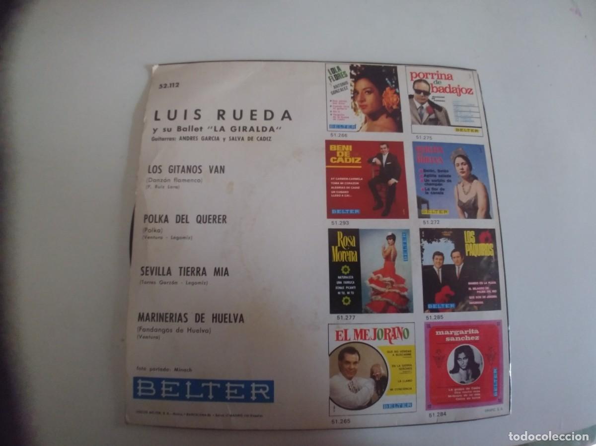 Discos de vinilo: LUIS RUEDA-EP LOS GITANOS VAN +3 - Foto 2