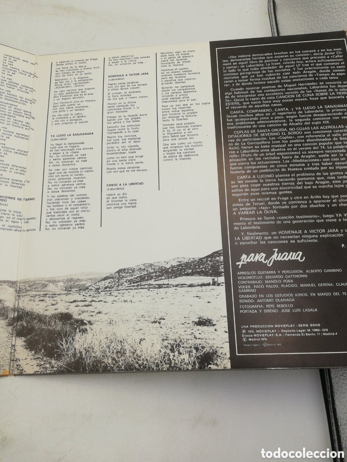 Discos de vinilo: Labordeta. Tiempo de espera. 1 LP. - Foto 5
