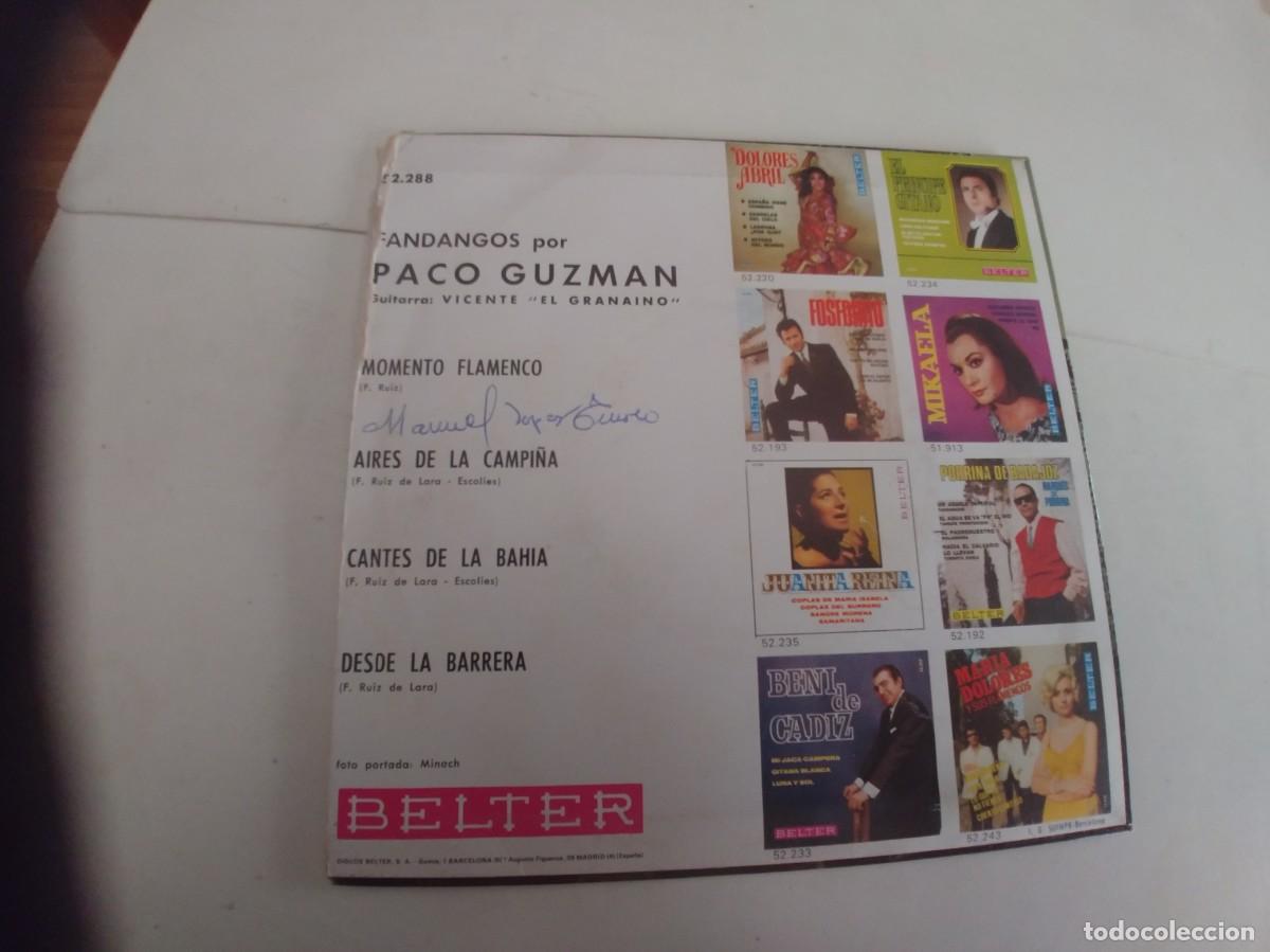 Discos de vinilo: PACO GUZMAN-EP FANDANGOS - Foto 2