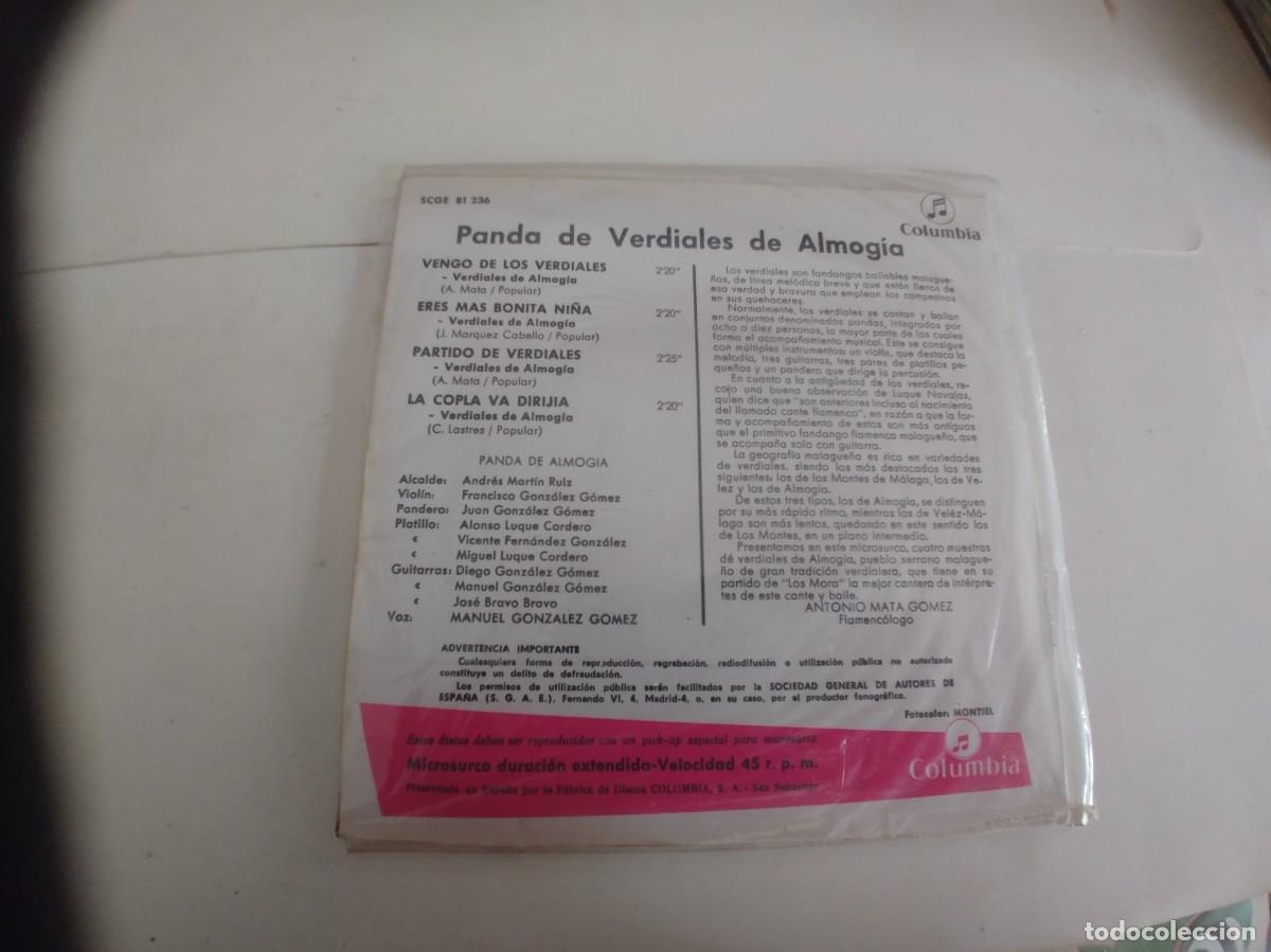 Discos de vinilo: PANDA DE VERDIALES DE ALMOGIA-EP VENGO DE VERDIALES +3 - Foto 2