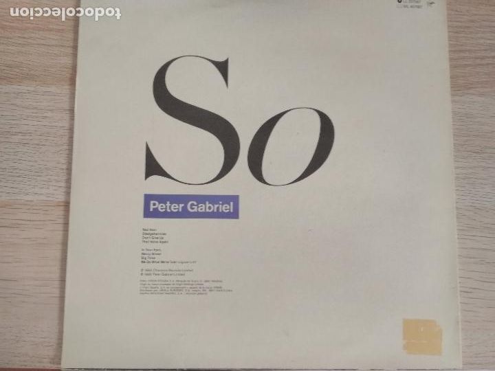 Discos de vinilo: Peter Gabriel &lrm;&ndash; So, ed espa&ntilde;ola, 1986 - Foto 4