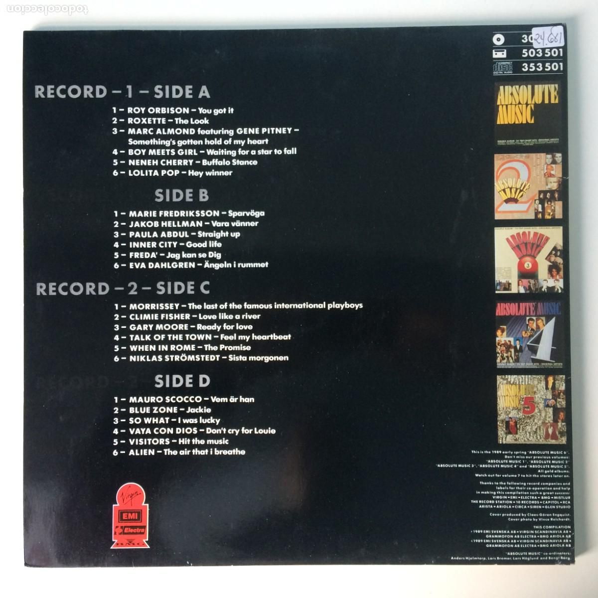 Discos de vinilo: Various &lrm;&ndash; Absolute Music 6 , 2 Lps Sweden 1987 - Foto 2