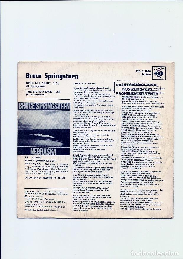 Discos de vinilo: BRUCE SPRINGSTEEN. Open all night. The big payback. (vinilo single 1983) - Foto 2