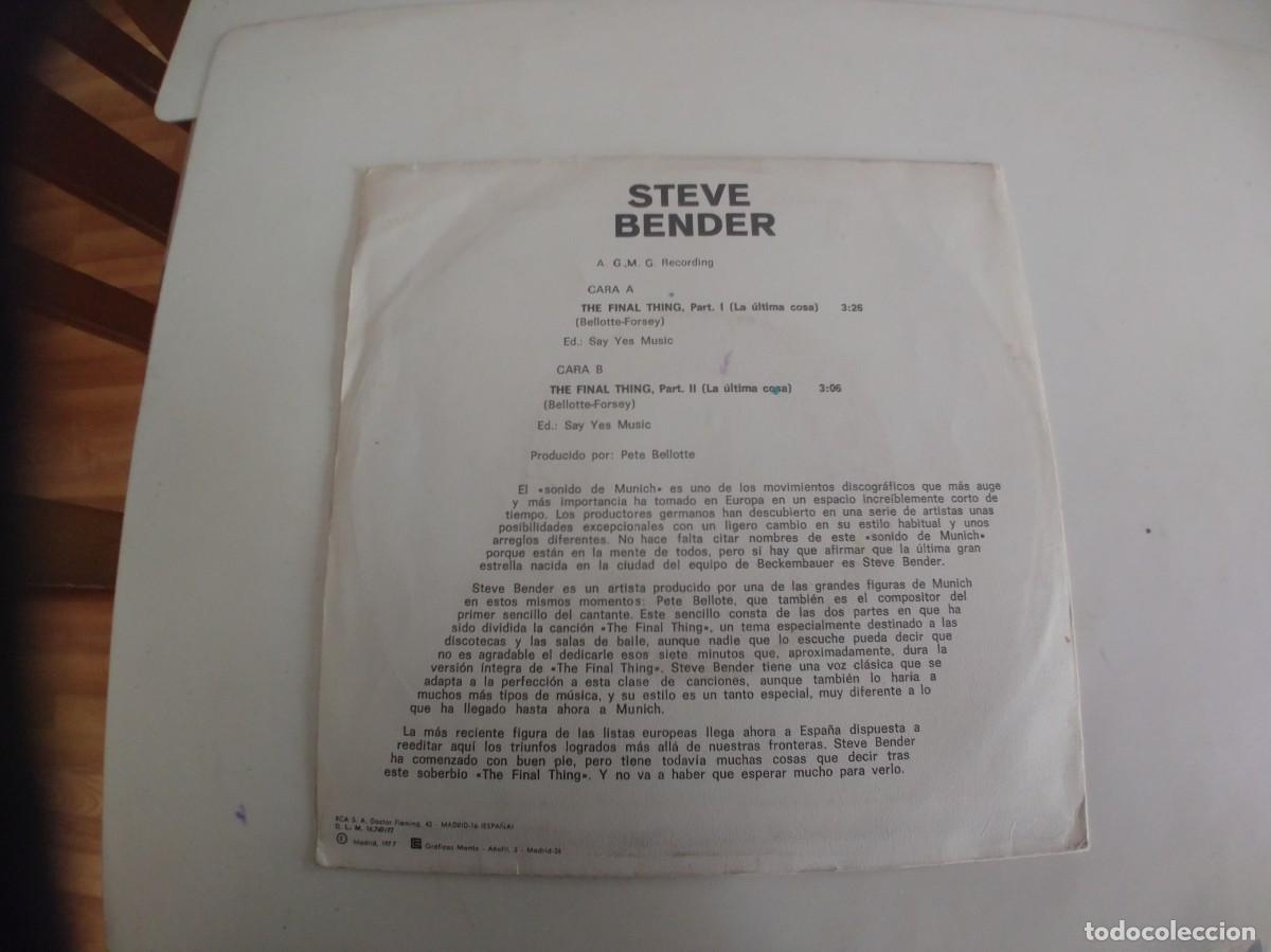 Discos de vinilo: STEVE BENDER-SINGLE THE FINAL THING - Foto 2