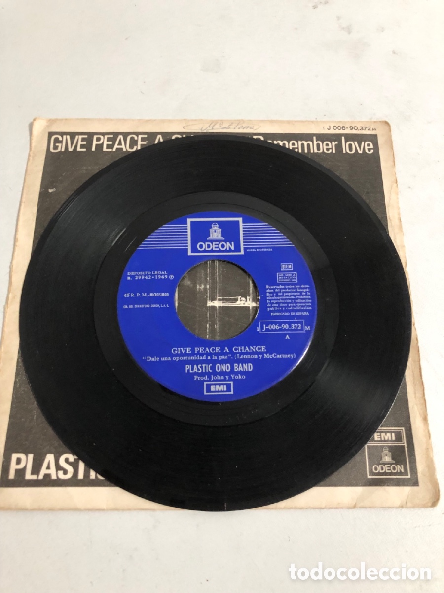 Discos de vinilo: Plastic Ono Band Give Peace A Chance/Remember Love Single - Foto 2