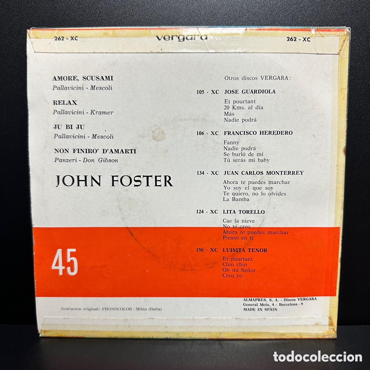 Discos de vinilo: John Foster - Amore, Scusami (7&rdquo;, EP) - Foto 2