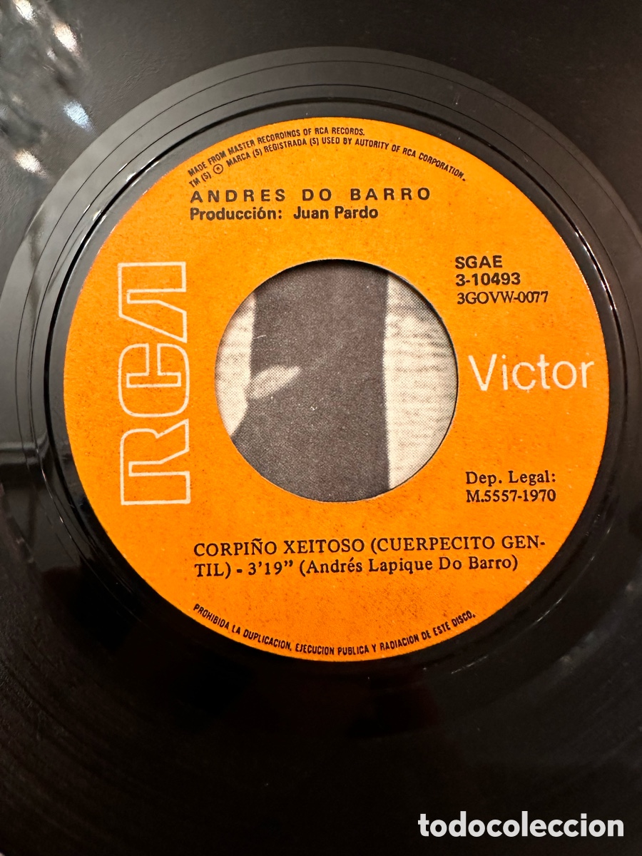 Discos de vinilo: ANDR&Eacute;S DO BARRO - CORPI&Ntilde;O XEITOSO / RAPACI&Ntilde;A - Foto 3