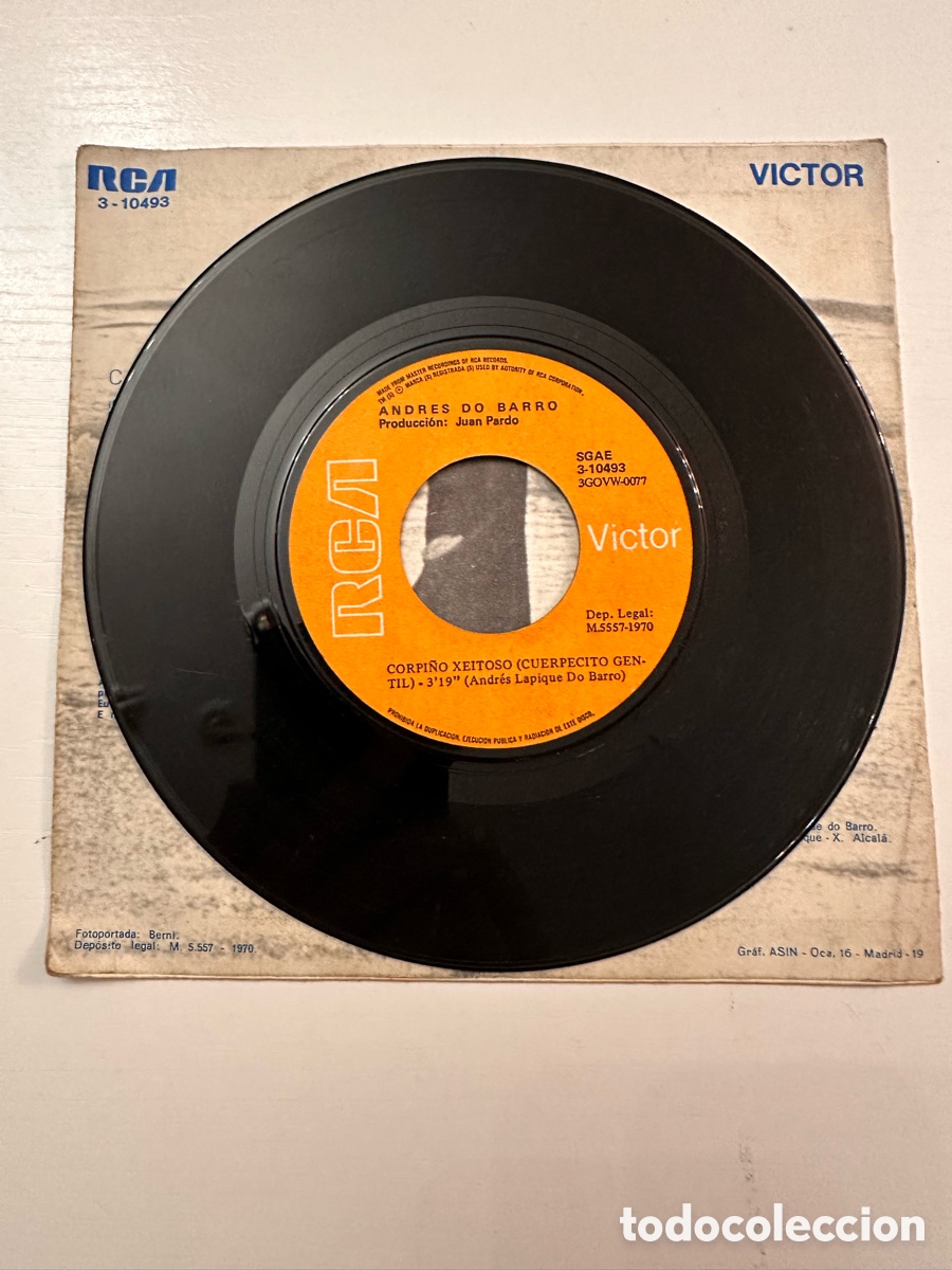 Discos de vinilo: ANDR&Eacute;S DO BARRO - CORPI&Ntilde;O XEITOSO / RAPACI&Ntilde;A - Foto 4