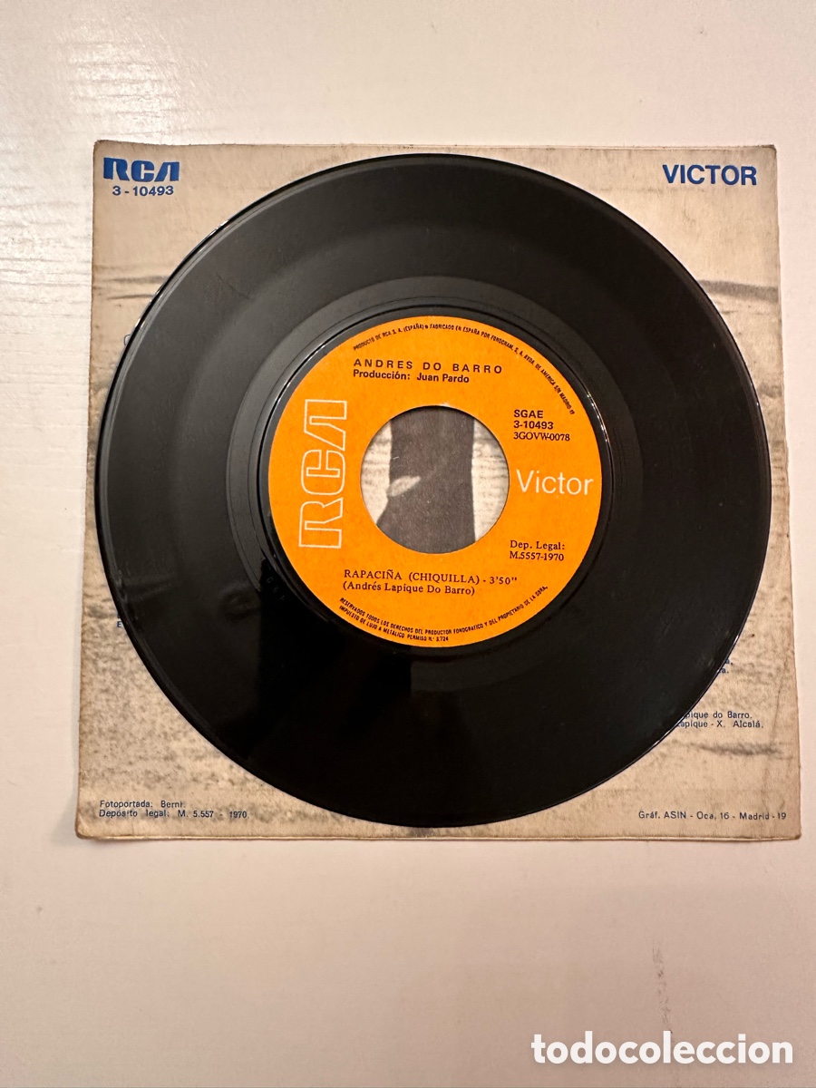 Discos de vinilo: ANDR&Eacute;S DO BARRO - CORPI&Ntilde;O XEITOSO / RAPACI&Ntilde;A - Foto 5