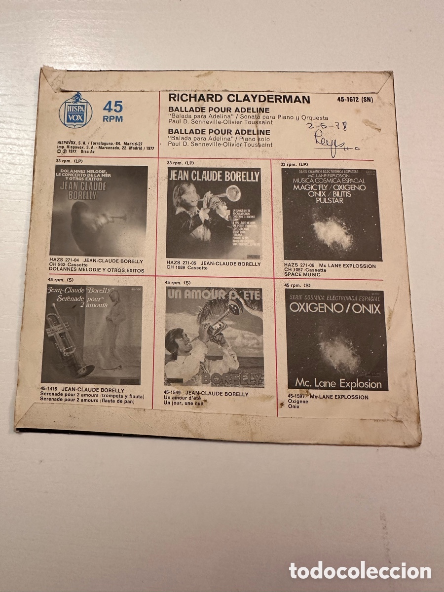 Discos de vinilo: RICHARD CLAYDERMAN - BALLADE POUR ADELINE - Foto 2