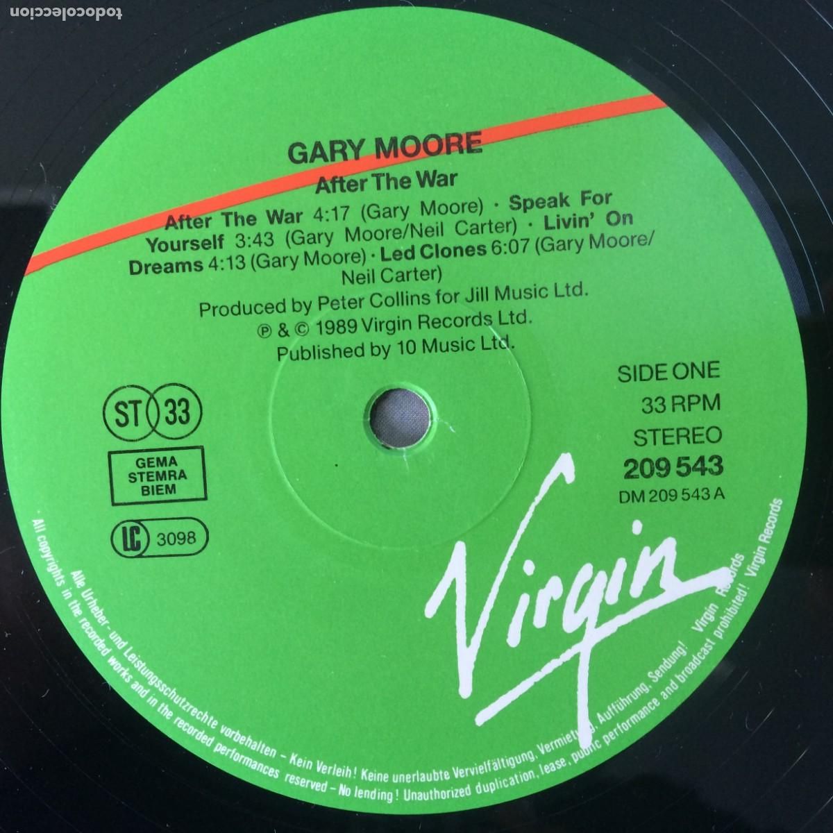Discos de vinilo: Gary Moore &lrm;&ndash; After The War , Germany 1989 Germany* - Foto 5