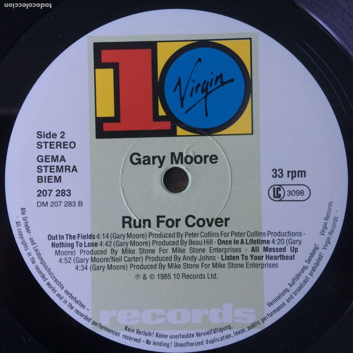 Discos de vinilo: Gary Moore &lrm;&ndash; Run For Cover , Germany 1985 10 Records - Foto 6