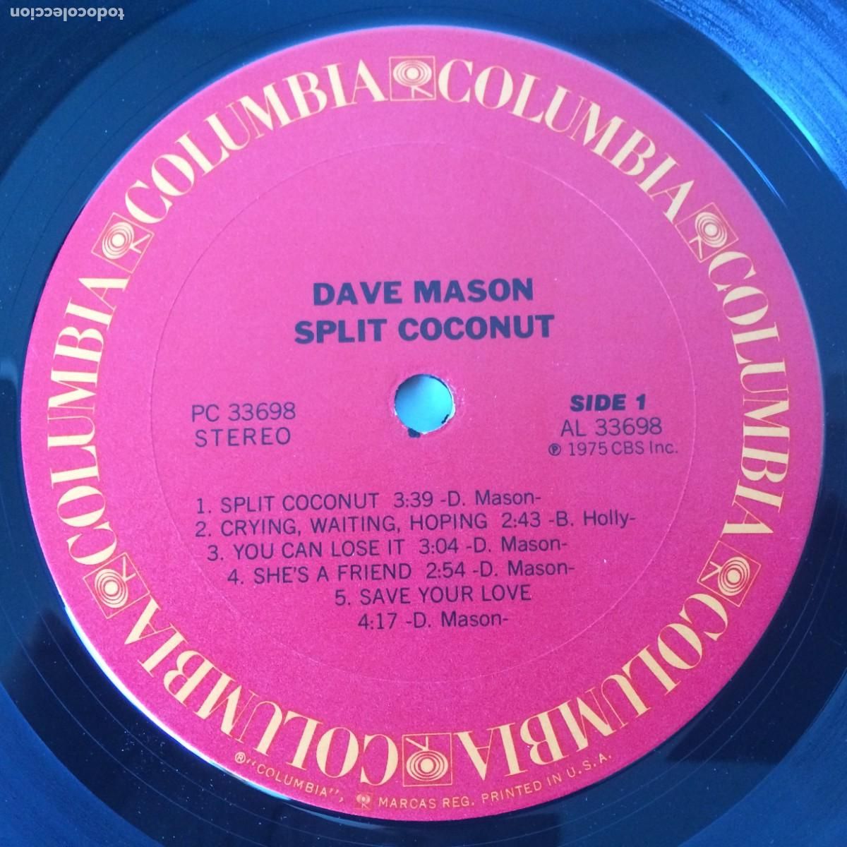 Discos de vinilo: Dave Mason &lrm;&ndash; Split Coconut , USA 1975 Columbia - Foto 4