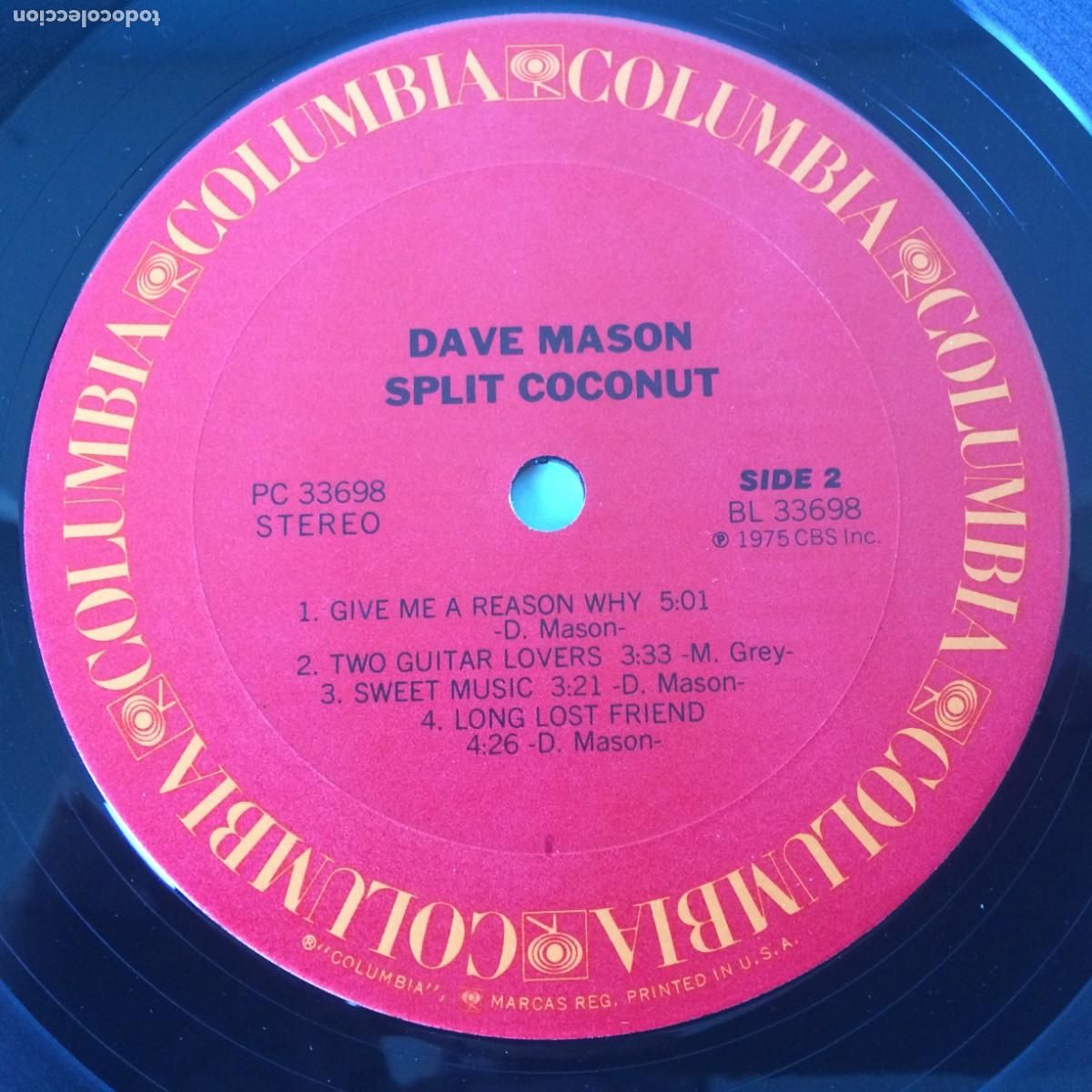 Discos de vinilo: Dave Mason &lrm;&ndash; Split Coconut , USA 1975 Columbia - Foto 5