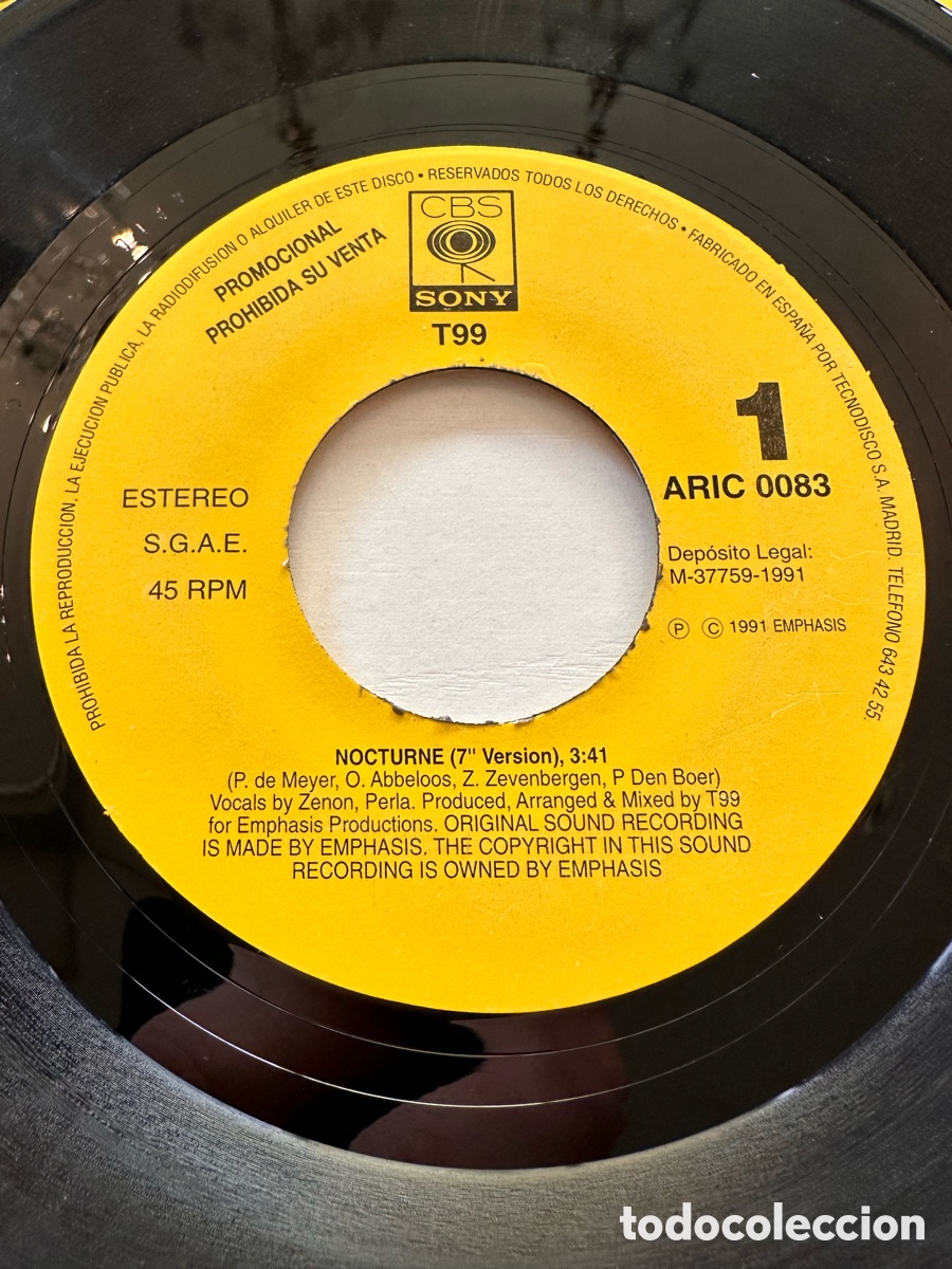 Discos de vinilo: NOCTURNE - SINGLE 1991 - PROMO - Foto 3