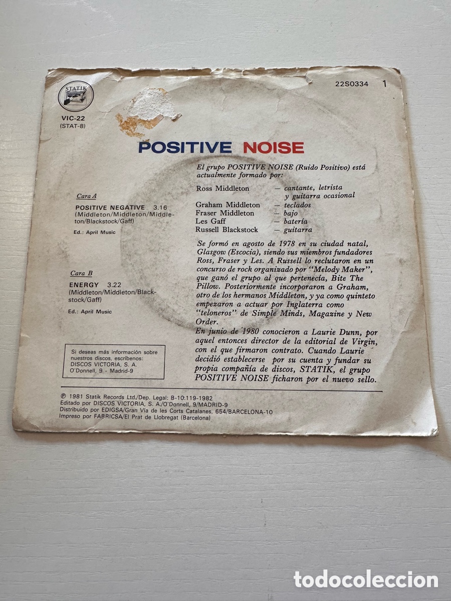 Discos de vinilo: Positive Noise - Positive Negative / Energy - Single 1982 - Foto 2
