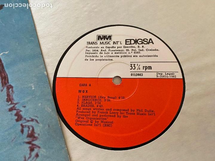 Discos de vinilo: WOX (NERVIOS) LP ESPA&Ntilde;A 1982 (B-46) - Foto 2