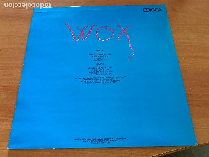 Discos de vinilo: WOX (NERVIOS) LP ESPA&Ntilde;A 1982 (B-46) - Foto 3