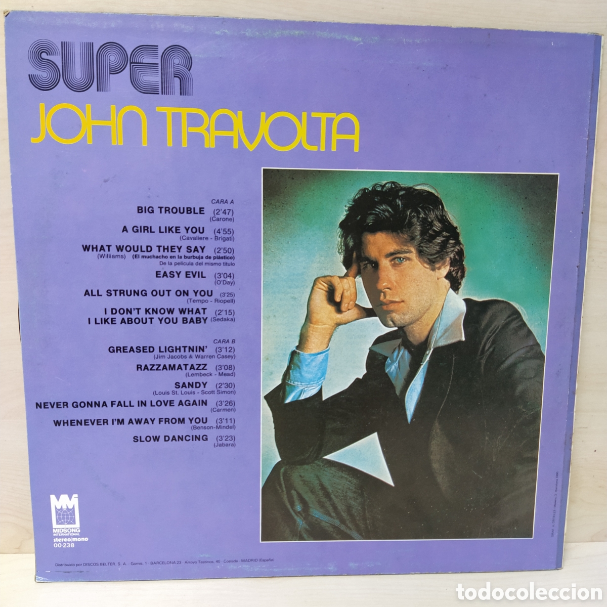Discos de vinilo: John Travolta - Super John Travolta (LP, Comp) 1979/ES - Foto 2