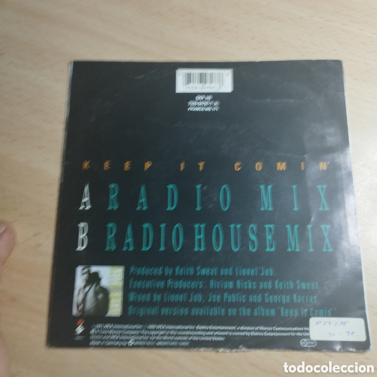 Discos de vinilo: Single 7&rdquo; Keith Sweat 1992. Keep It comin ( 2 versiones) - Foto 2