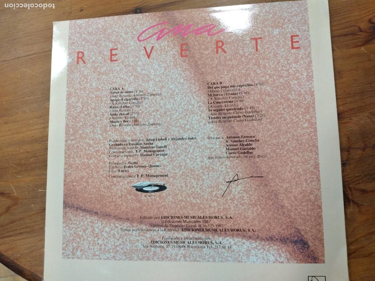 Discos de vinilo: LP Vinilo Ana Reverte , Nubes de Oto&ntilde;o - Foto 2