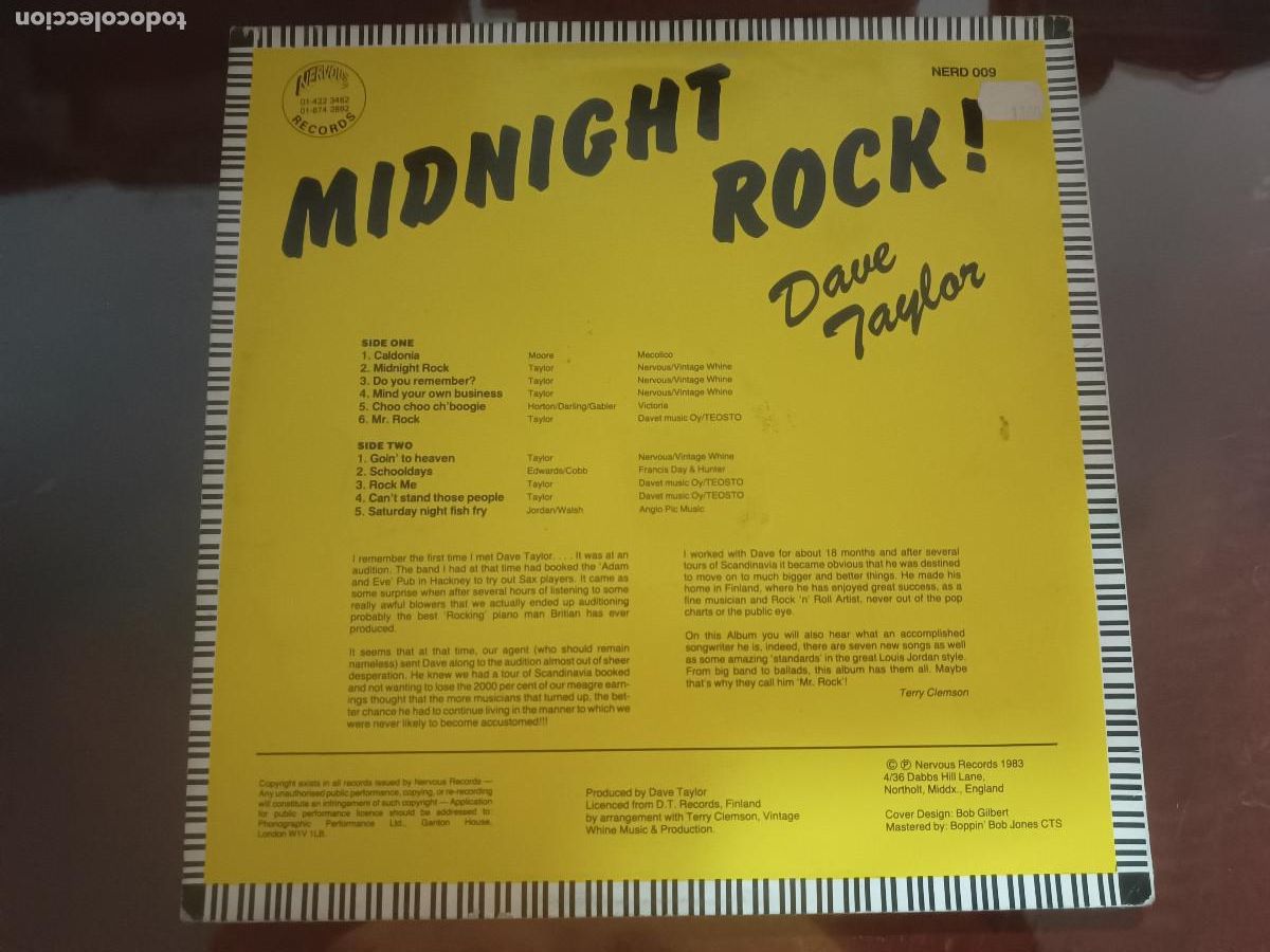 Discos de vinilo: Dave Taylor- Midnight Rock! - Foto 2