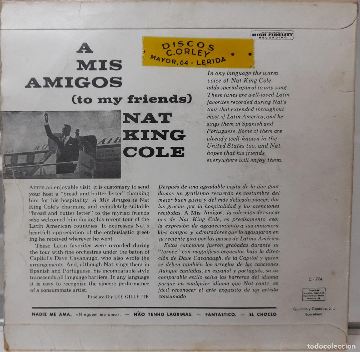 Discos de vinilo: Single Nat King Cole (A mis amigos) 1960 - Foto 2
