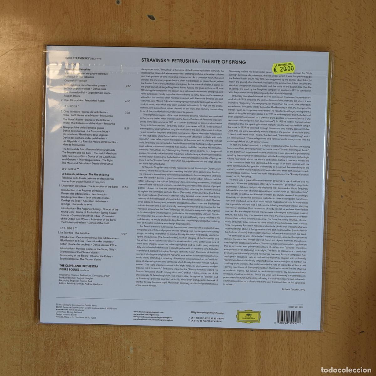 Discos de vinilo: STRAVINSKY - PETROUCHKA / LE SACRE DU PRINTEMPS - 2 LP - Foto 2