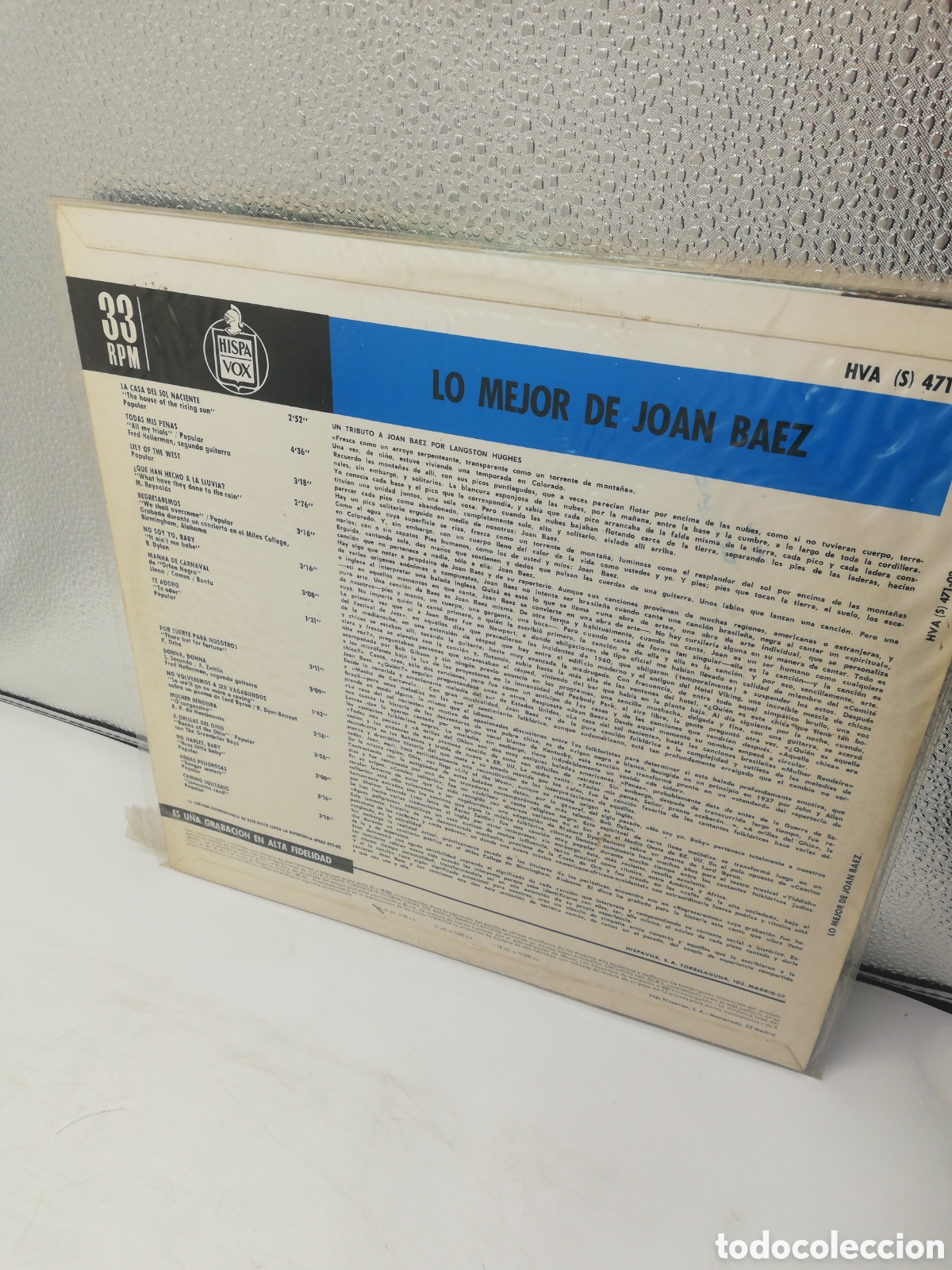 Discos de vinilo: Lo mejor de Joan Baez. HispaVox. 1965. - Foto 2