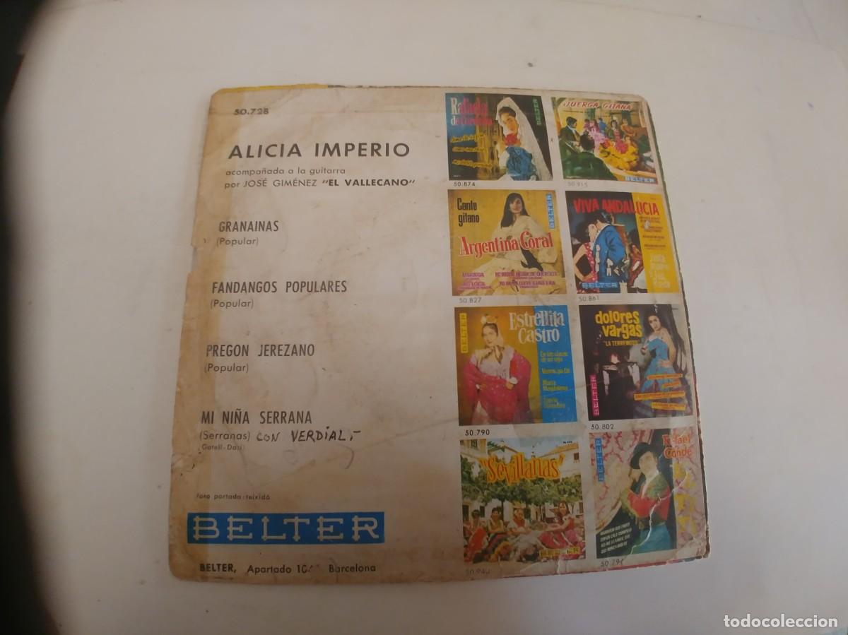 Discos de vinilo: ALICIA IMPERIO-EP GRANAINAS +3 - Foto 2