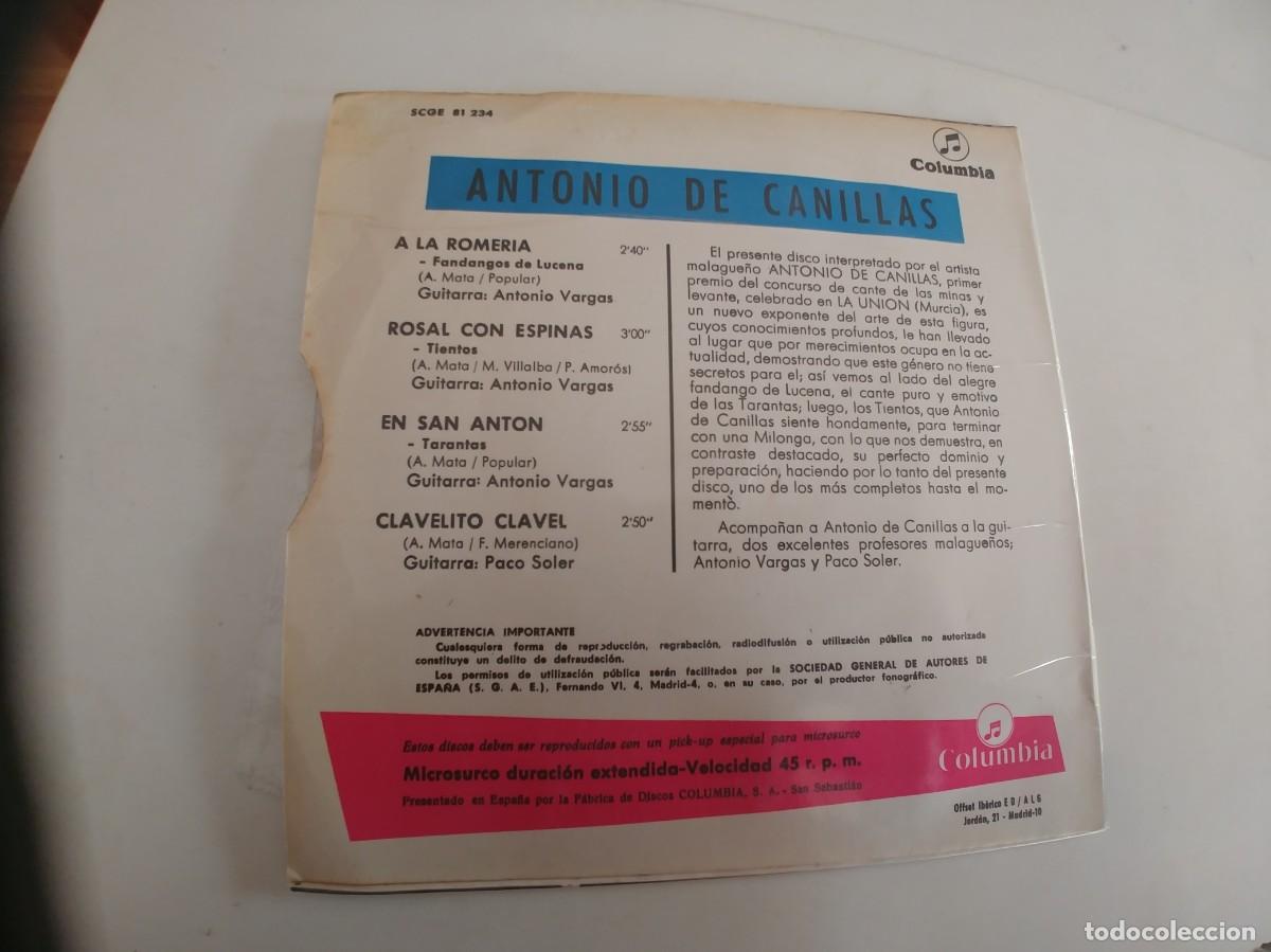 Discos de vinilo: ANTONIO DE CANILLAS-EP A LA ROMERIA +3 - Foto 2