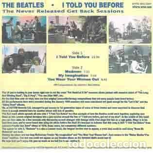 Discos de vinilo: The Beatles &ndash; I Told You Before lp - Foto 2