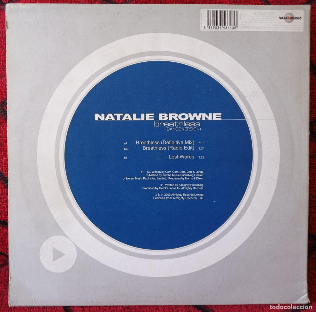 Discos de vinilo: NATALIE BROWNE ** Breathless (Dance Version) ** MAXI SINGLE VINILO ORIGINAL 2000 - Foto 2