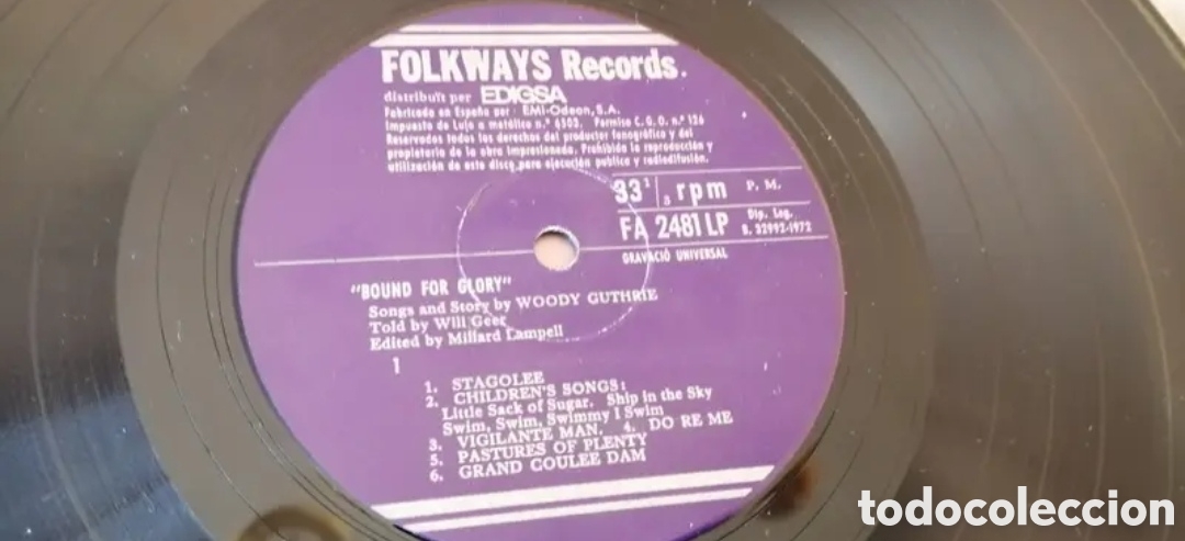 Discos de vinilo: LP Woody Guthrie &rdquo;Bound for Glory - Foto 5