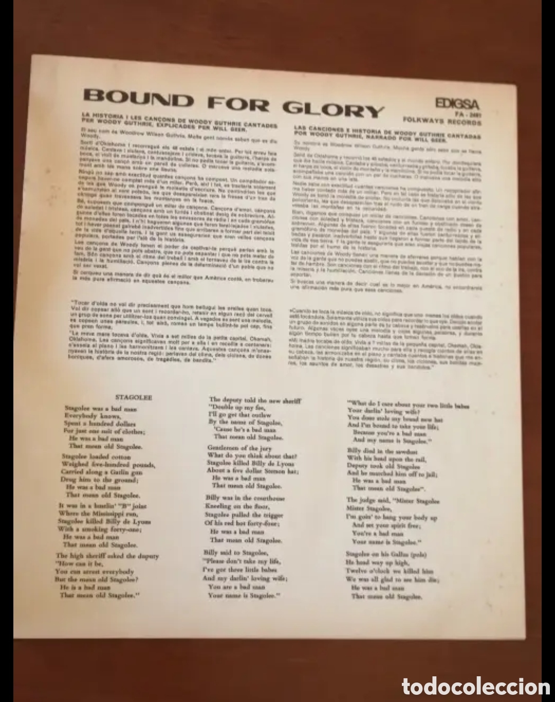 Discos de vinilo: LP Woody Guthrie &rdquo;Bound for Glory - Foto 7