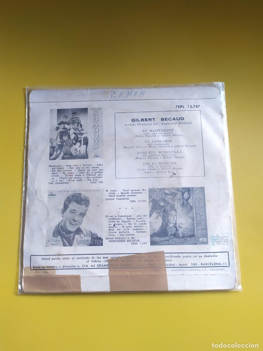Discos de vinilo: Gilbert B&eacute;caud - Et maintenant EP 1962 - Foto 2